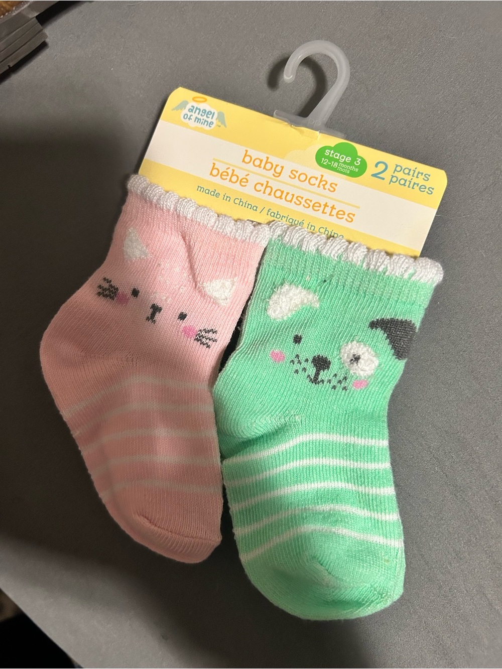 Angel of Mine Baby Socks 2-Pack - Pink & Mint
